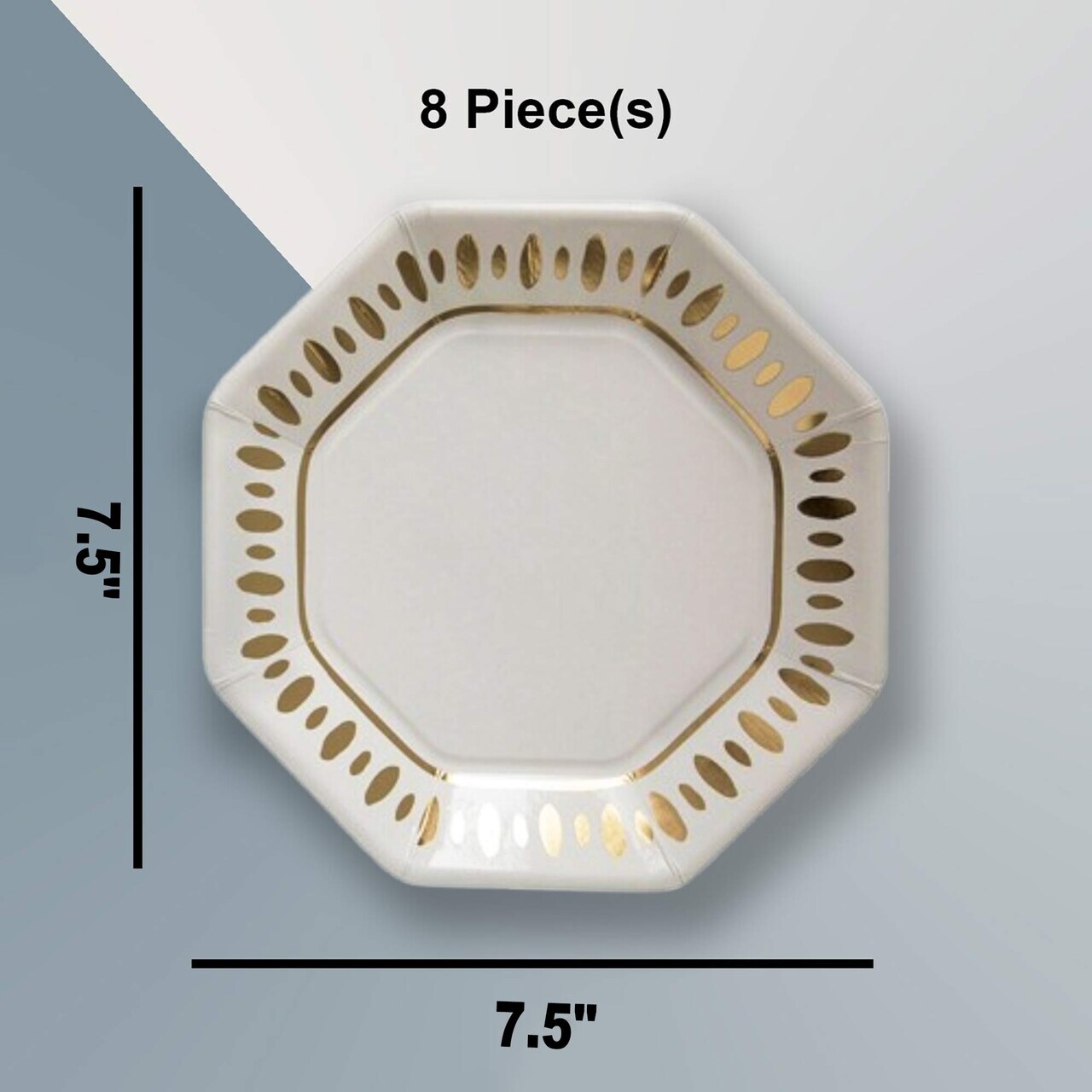 White and Gold Elegant Party Paper Dessert Plates 8 Count Wedding Tableware